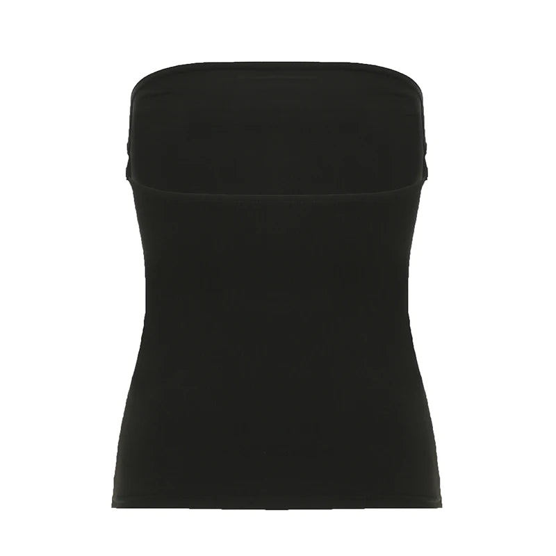 Y2k Gothic Print Black Tube Top