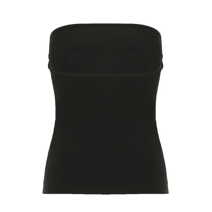 Y2k Gothic Print Black Tube Top
