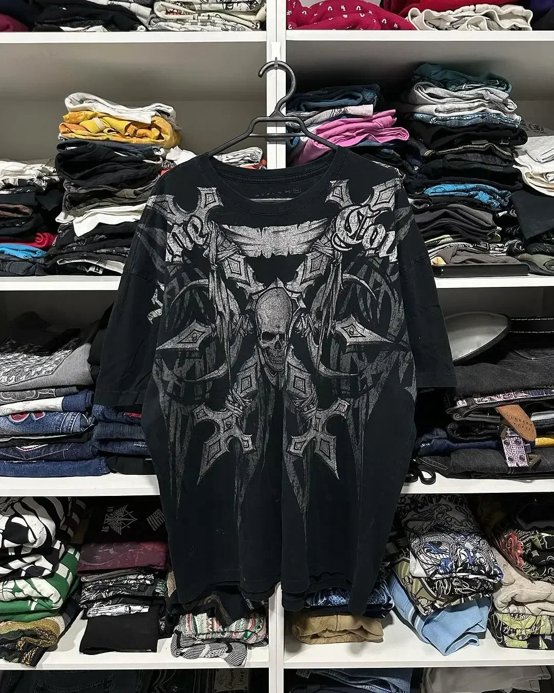 Y2k Black Oversized Skull T-Shirt