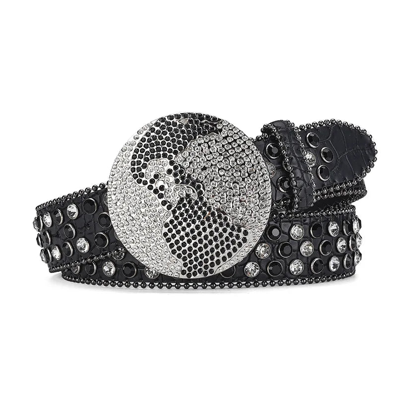 Globe Rhinestone y2k Belt