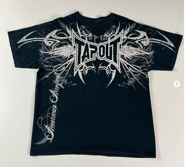 Y2k Navy Blue Tapout T-Shirt