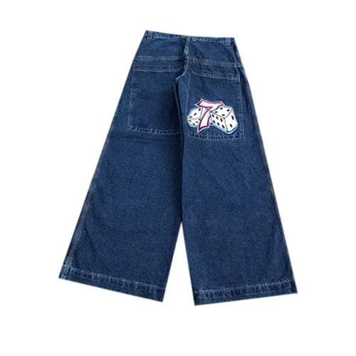 Y2K Blue Baggy Embroidered Jeans