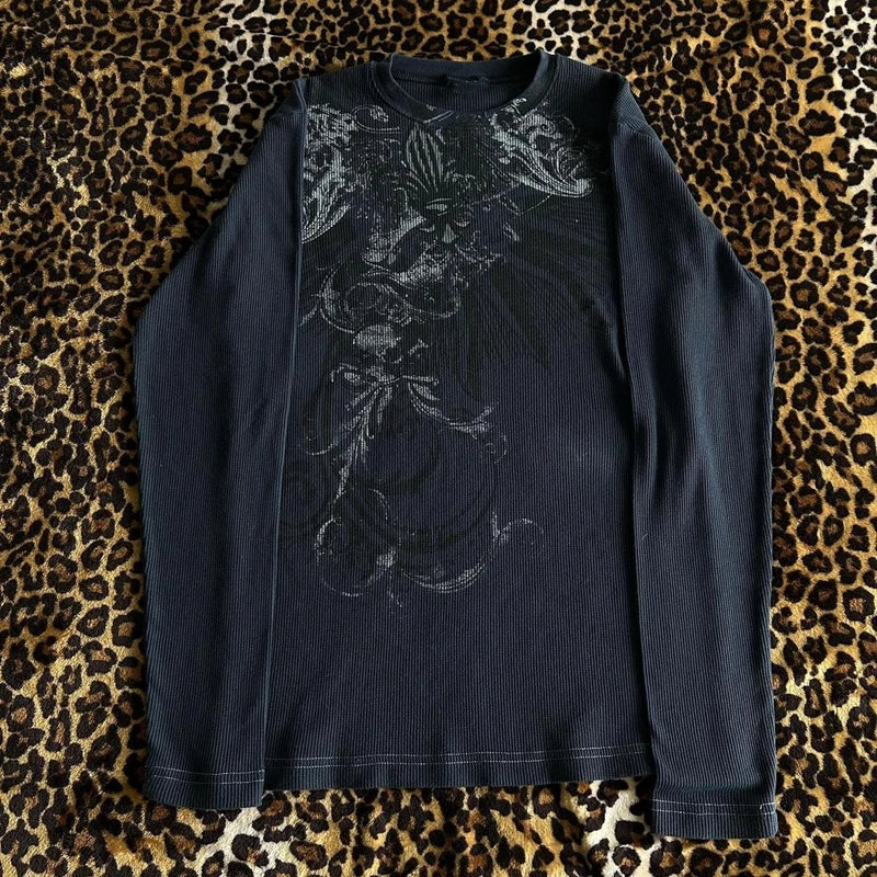 Y2K Grunge Navy blue Long Sleeve T-shirt