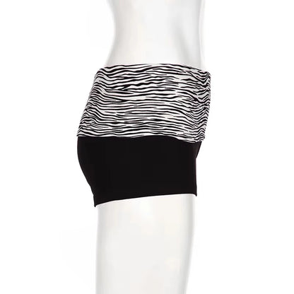 Casual Zebra Print Elastic Shorts