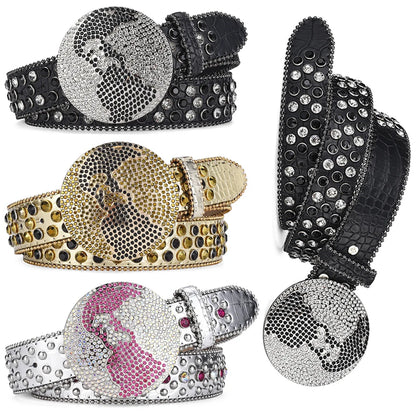 Globe Rhinestone y2k Belt