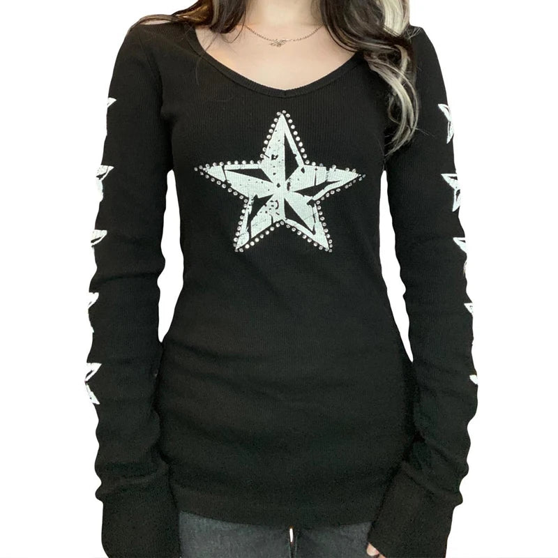 Y2K Grunge Star long sleeve T-shirt