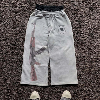 Y2K Streetwear Ak-47 Print Joggers