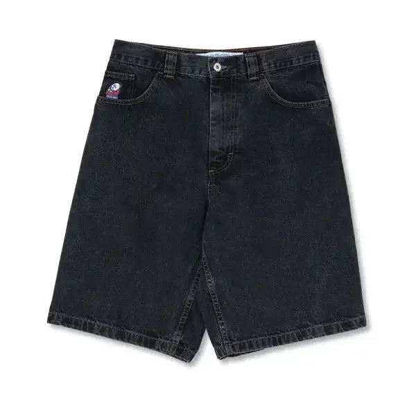 Vintage Black Graphic Print Baggy Denim Shorts