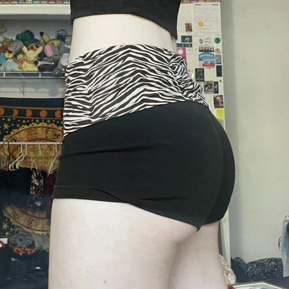 Casual Zebra Print Elastic Shorts