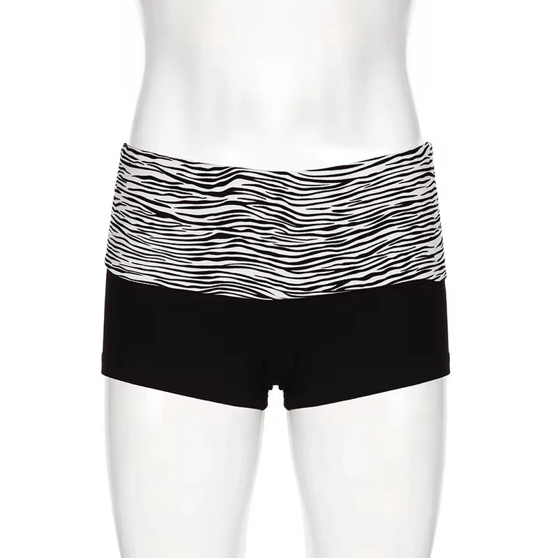 Casual Zebra Print Elastic Shorts