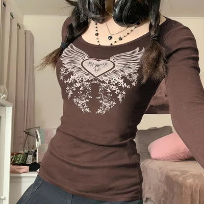 Y2K Grunge Red Long Sleeve T-shirt