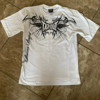 Y2k White Simple Tapout T-Shirt