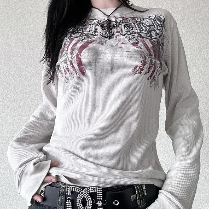 Y2K Grunge Navy blue Long Sleeve T-shirt