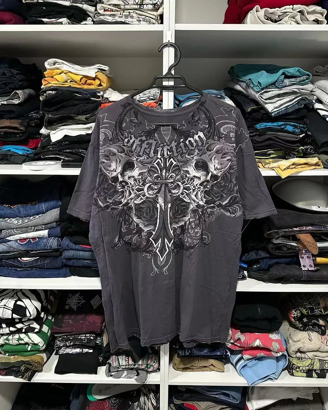 Y2k Dark Grey Affliction T-Shirt