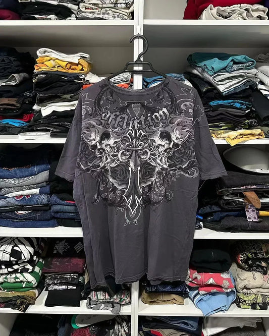 Y2k Dark Grey Affliction T-Shirt