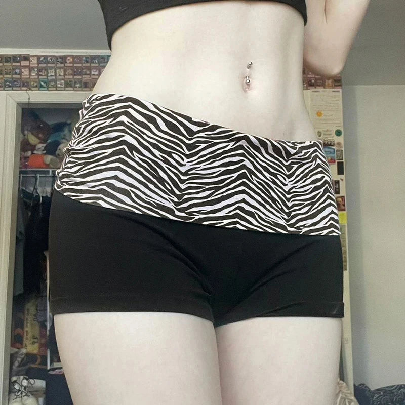 Casual Zebra Print Elastic Shorts