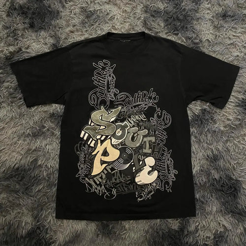 Y2k Black Southpole graffiti T-Shirt