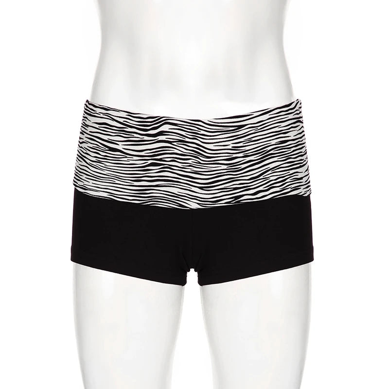 Casual Zebra Print Elastic Shorts
