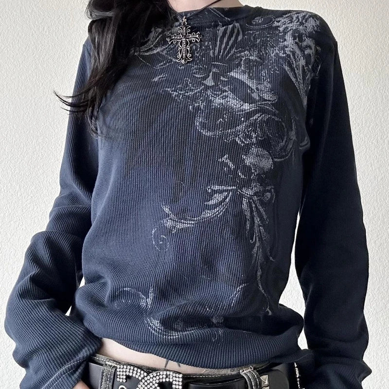 Y2K Grunge Red Long Sleeve T-shirt