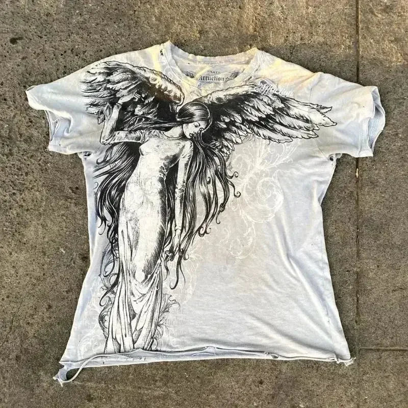 Y2k White Angel T-Shirt