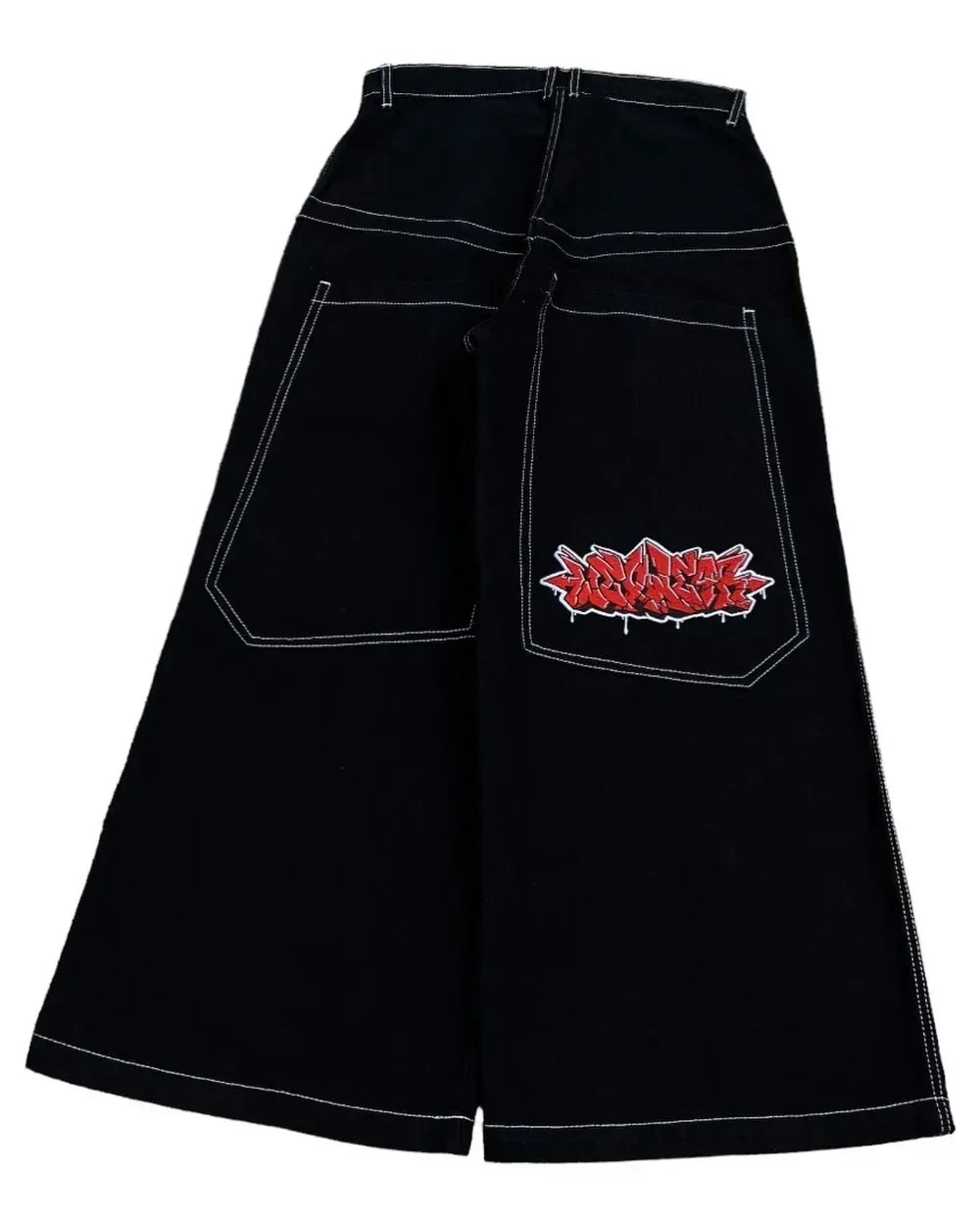 Y2K Black Baggy Embroidered Jeans