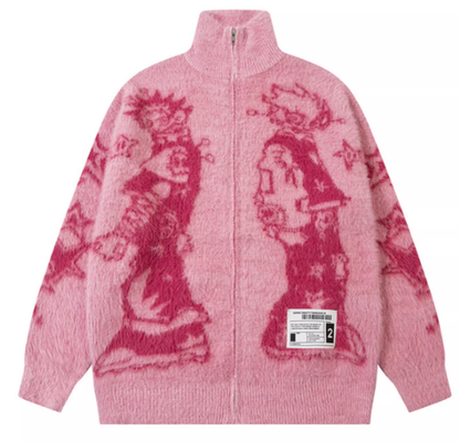 Abstract Jacquard Cardigan Sweater