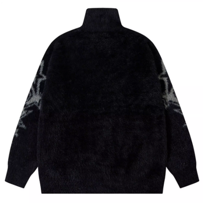 Abstract Jacquard Cardigan Sweater