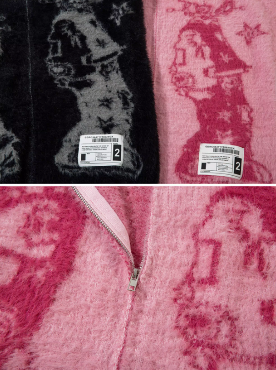 Abstract Jacquard Cardigan Sweater