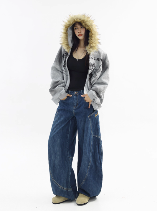 Kkbbu American Retro Fur Hoodie