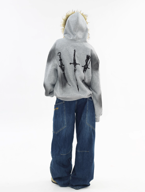 Kkbbu American Retro Fur Hoodie