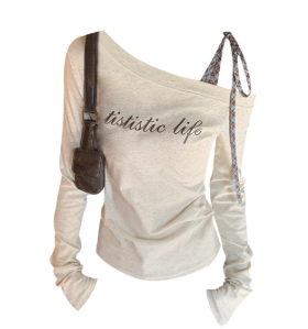 Off-Shoulder Long-Sleeve T-Shirt