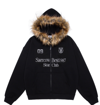 American-Style Star Club Fur Hoodie