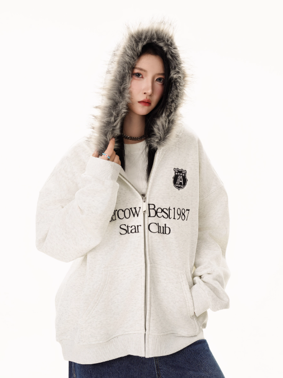 American-Style Star Club Fur Hoodie
