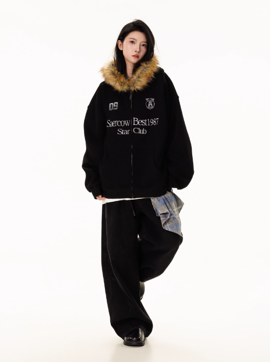 American-Style Star Club Fur Hoodie